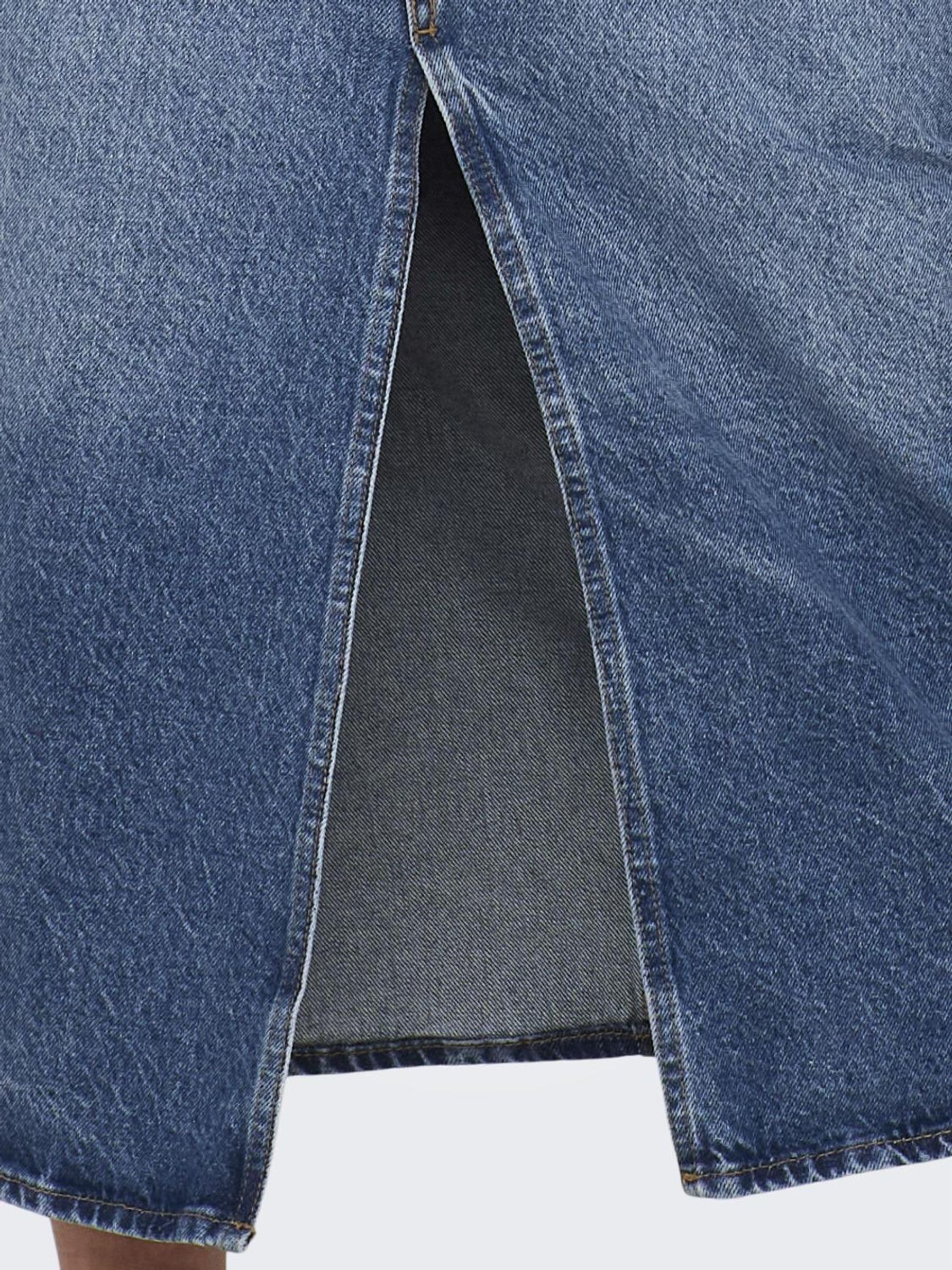 ONLY Falda Vaquera Maxi para Mujer con Abertura en la Parte Delantera Stone Denim Wash Falda con Cintura Media y Bolsillos Delanteros.