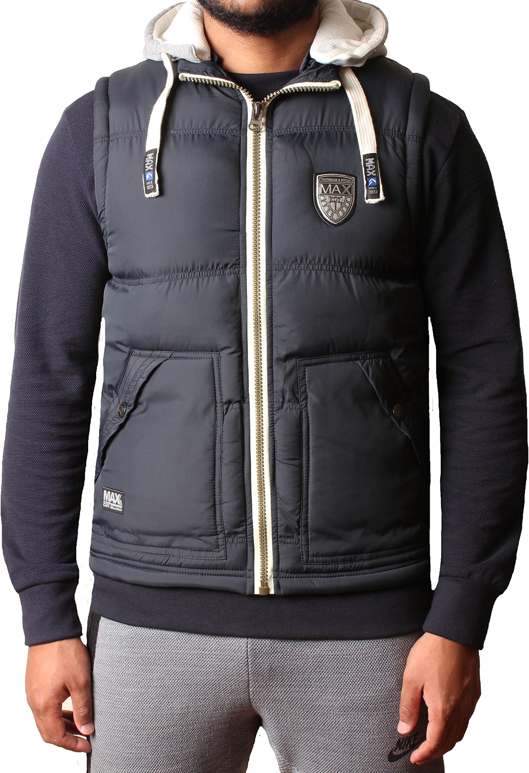 Men's Gilet Bodywarmer Hoodie Padded Quilted Sleeveless Jacket Coat