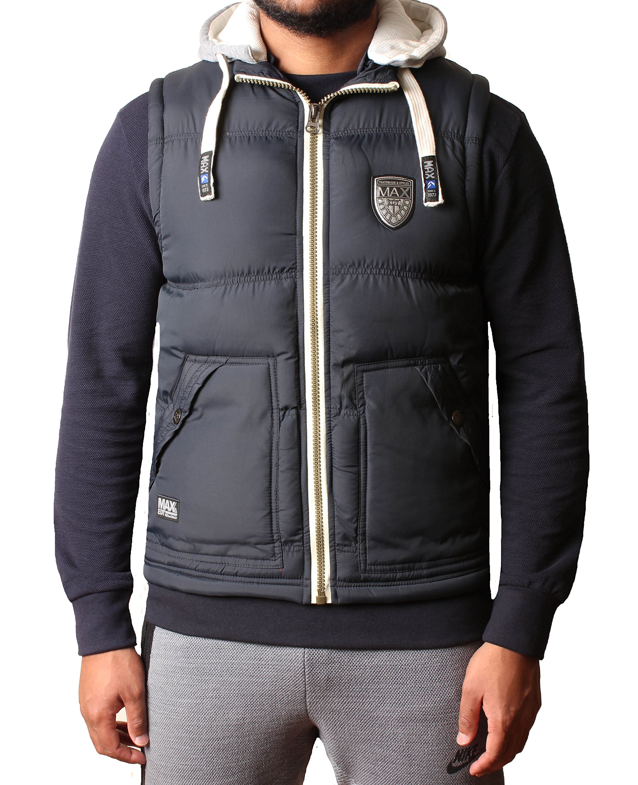 Men's Gilet Bodywarmer Hoodie Padded Quilted Sleeveless Jacket Coat