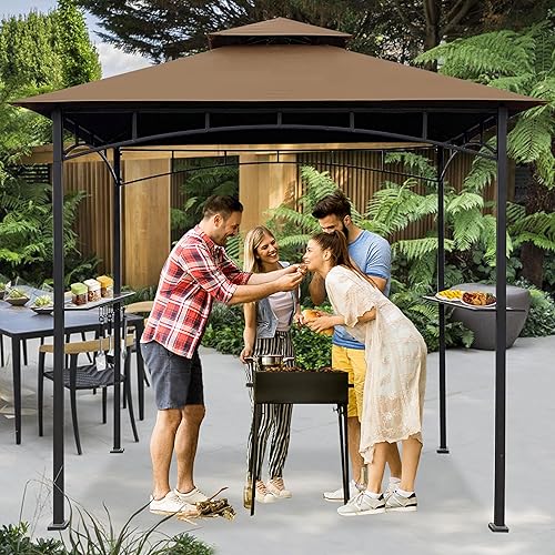 Miniatura 6 de EasyLee - Toldo de repuesto para kiosco, cubierta superior de 5 x 8 pies, cubierta superior para barbacoa de doble nivel, se adapta a los modelos de
