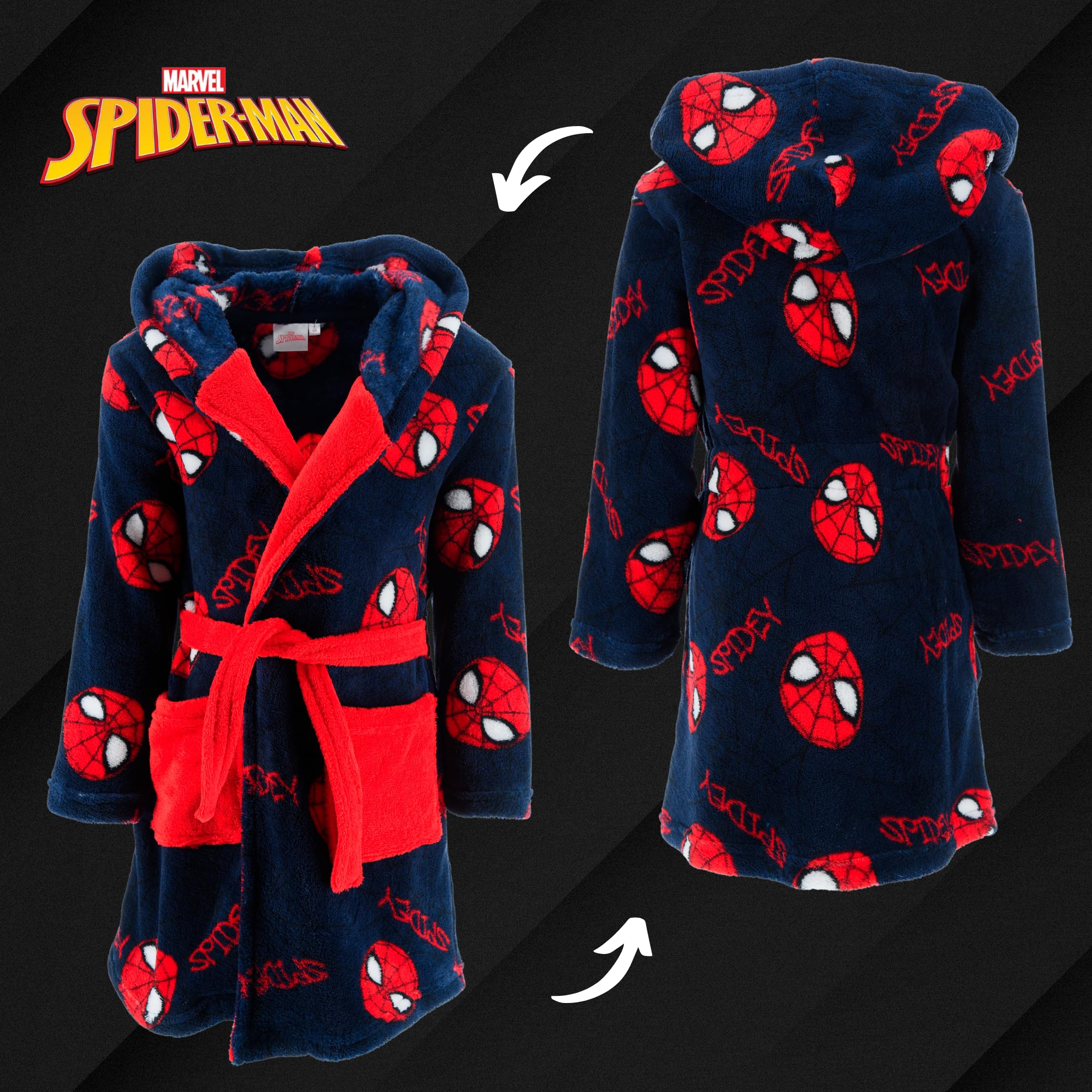 Spiderman Robe de Chambre pour Garçons, Doux, Taille 8 Ans, Rouge