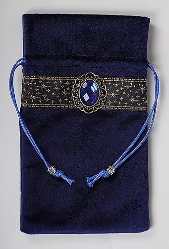 Miniatura 4 de DOARLUO Mantel de tarot de altar - 25.6 x 25.6 pulgadas - Terciopelo Wicca de adivinación con bolsa de cartas de tarot (azul)