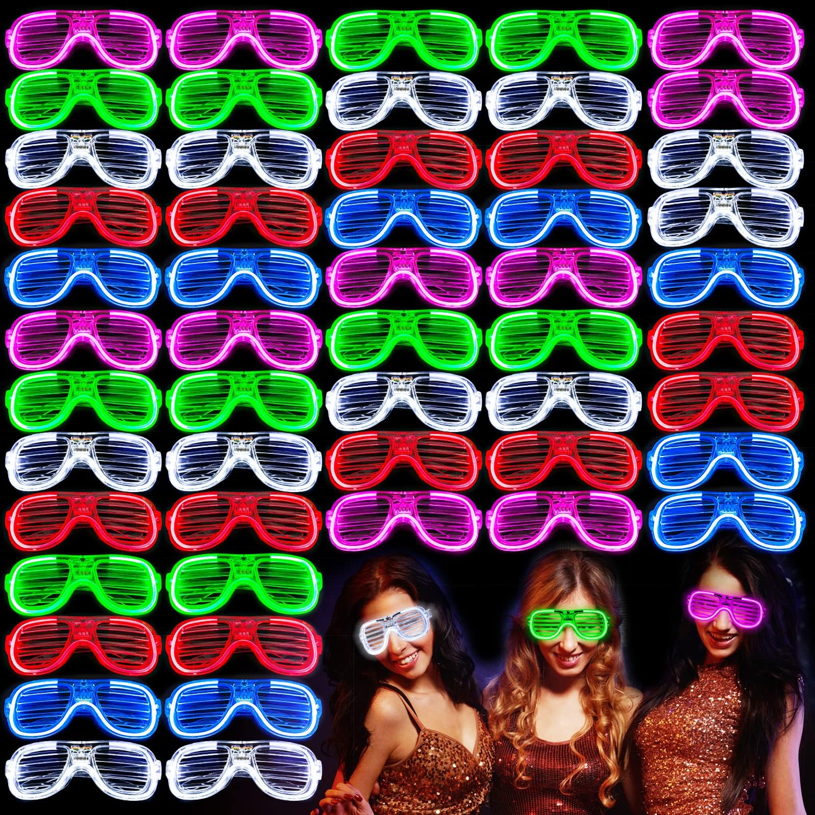 Max Fun Led Light Up Glasses Toys 30 Shutter Shades Glasses Led Flashing Glow in The Dark Sunglasses Christmas Rave Neon Party Supplies Favor Accessories for Kids Adult Birthday Holiday
