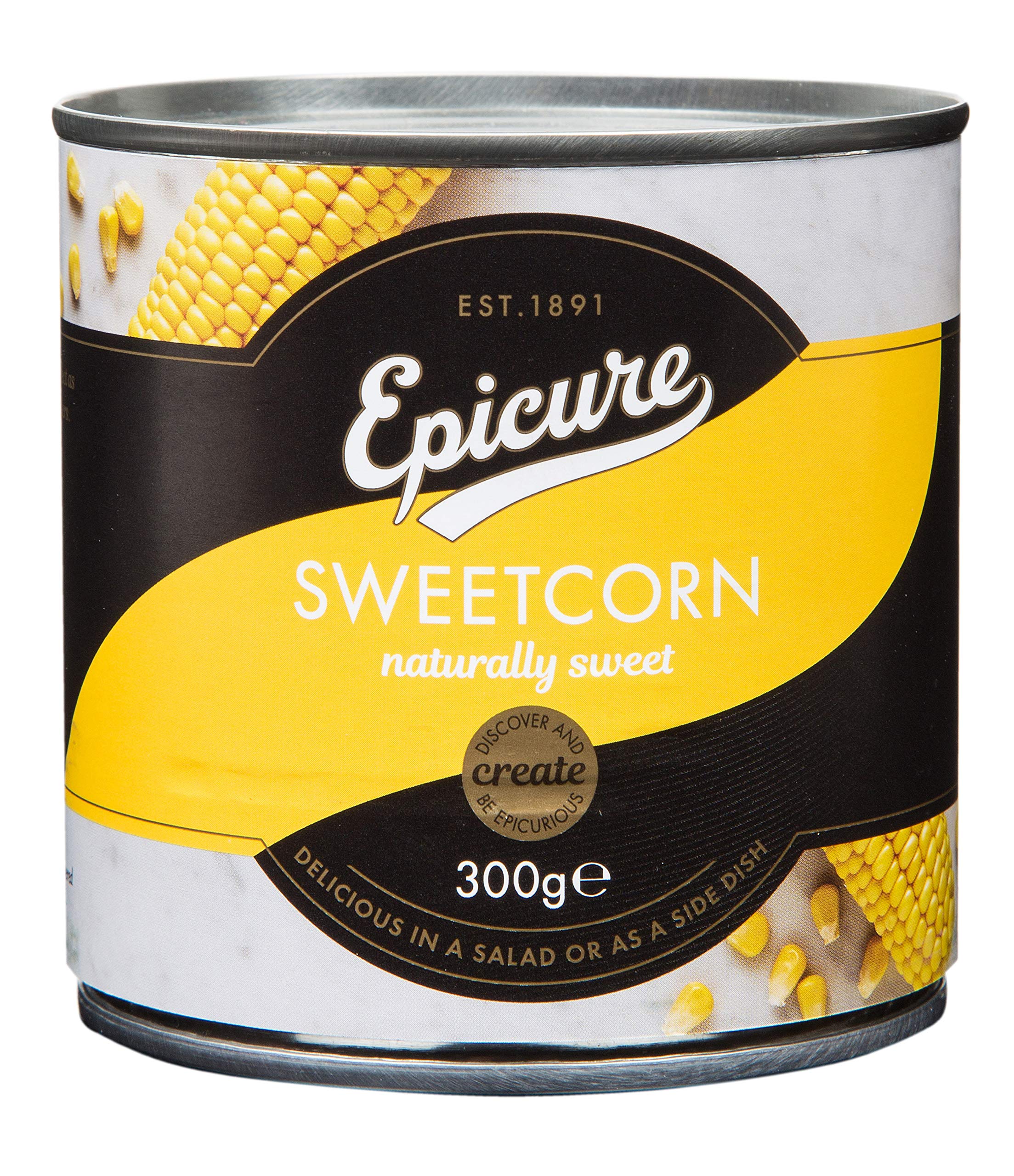 Tinned Whole Kernel Sweetcorn, Naturally Sweet Delicious Salad Side Dish, 300 g (Pack of 12)
