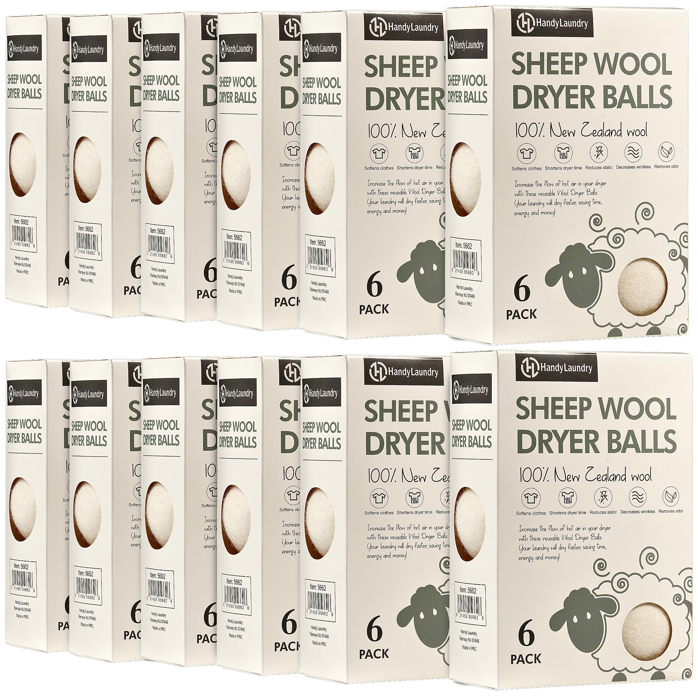 Handy Laundry Wool Dryer Balls (Pack of 72) | Natural Fabric Softener Alternative - main product image