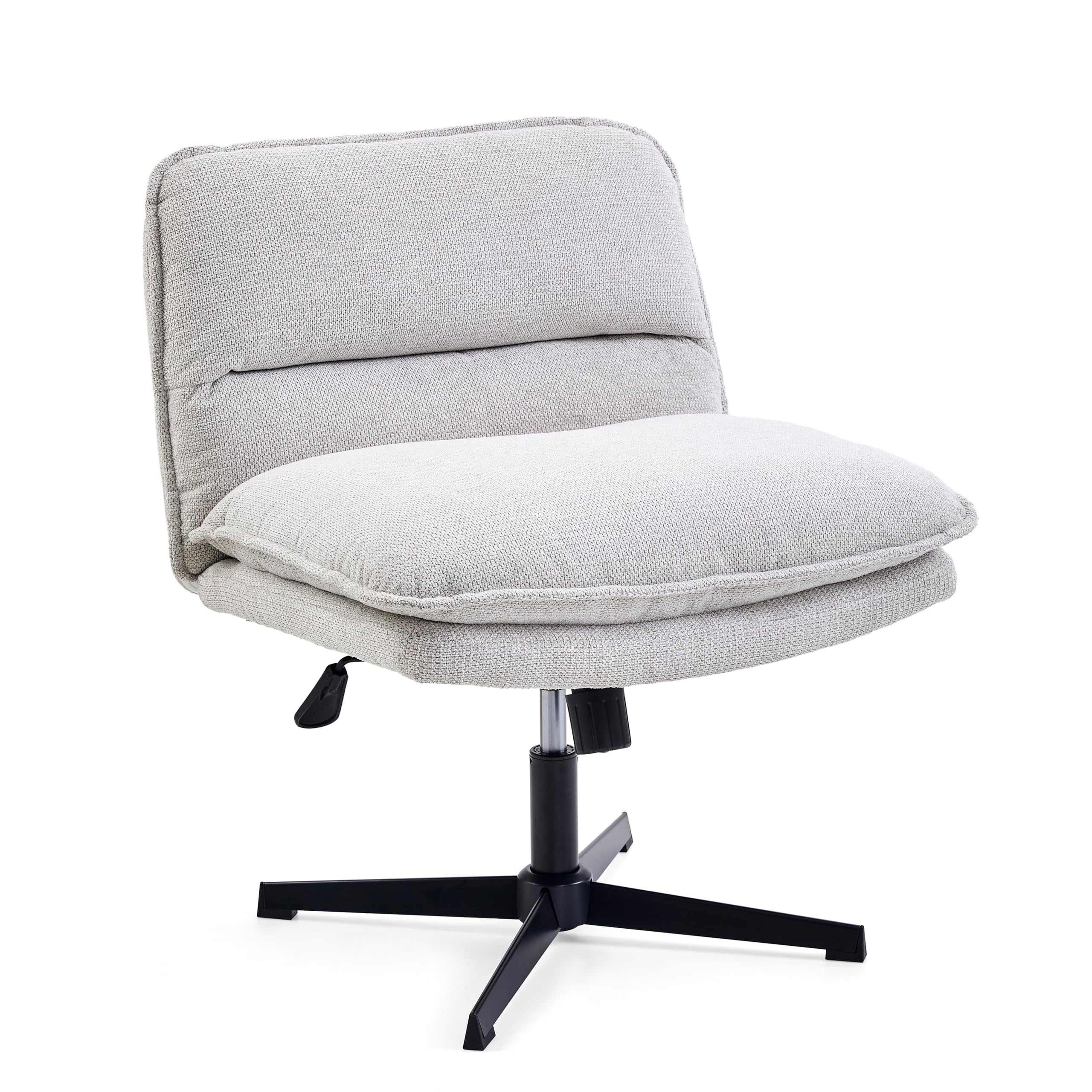 Krzesło biurowe bez podłokietników, szerokie krzesło krawieckie z wyściełanym siedziskiem, ergonomiczne krzesło Criss Cross Chair do domowego biura, salonu (jasnoszare)