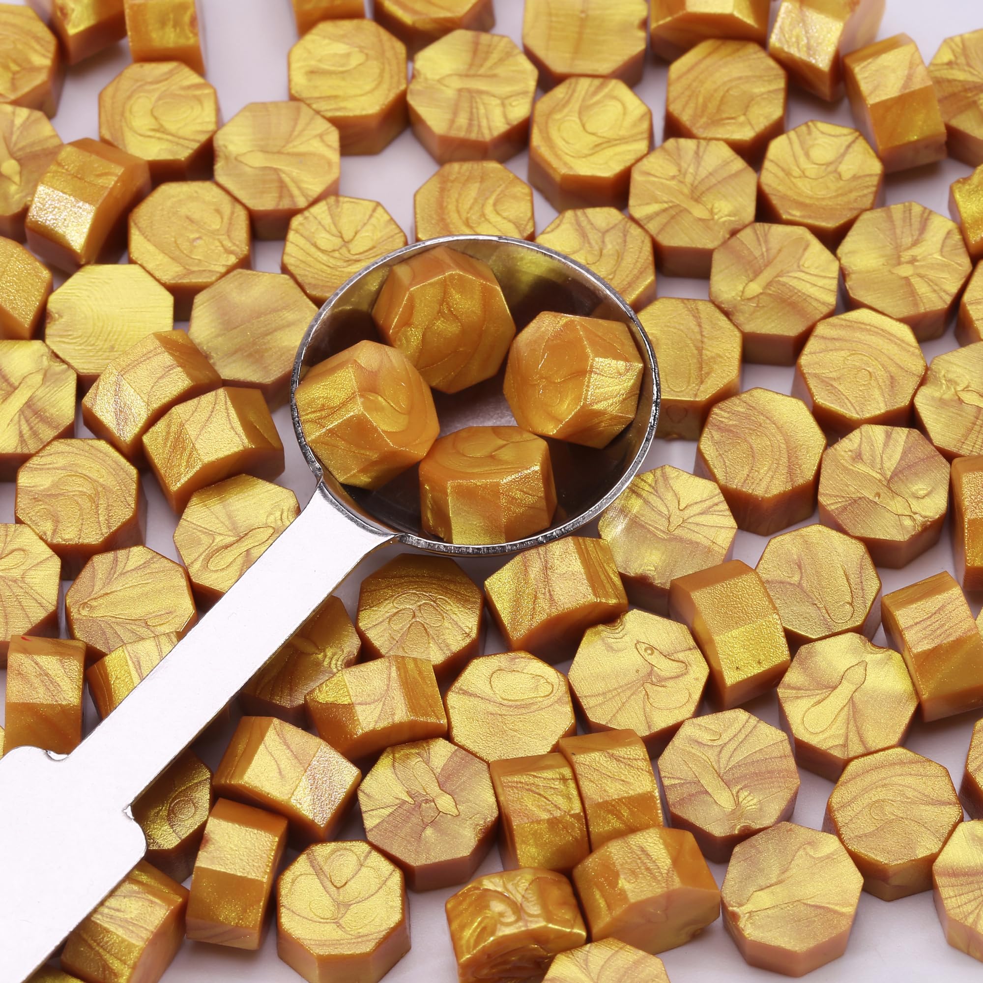 Gold Wax Seal Beads, Yoption 150 Pieces Octagon Sealing Wax Sticks Beads with Candle Melting Spoon for Wax Seal Stamp (Gold) 1