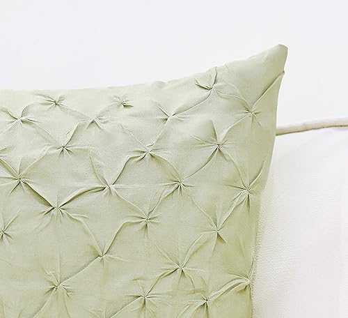 Miniatura 2 de The White Petals Fundas de almohada decorativas de color verde pálido (seda sintética, plisado, 22 x 22 pulgadas, paquete de 2)