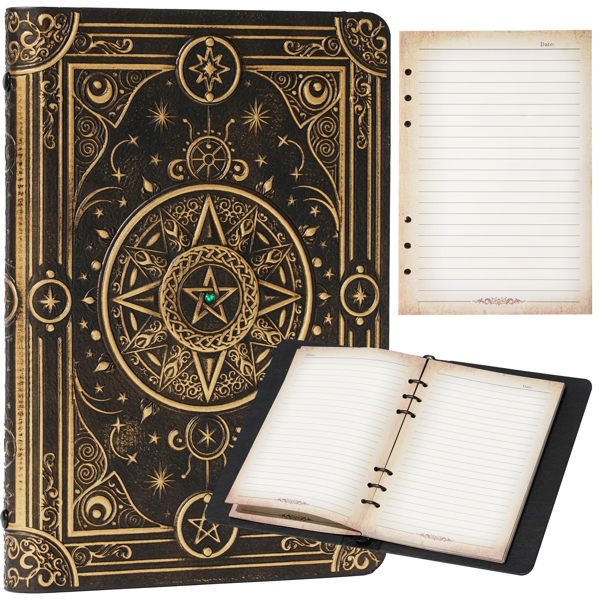 Soar Forge Magic Notebook - Black Bronze & Green Crystal + A5 100-Sheet Paper Refill
