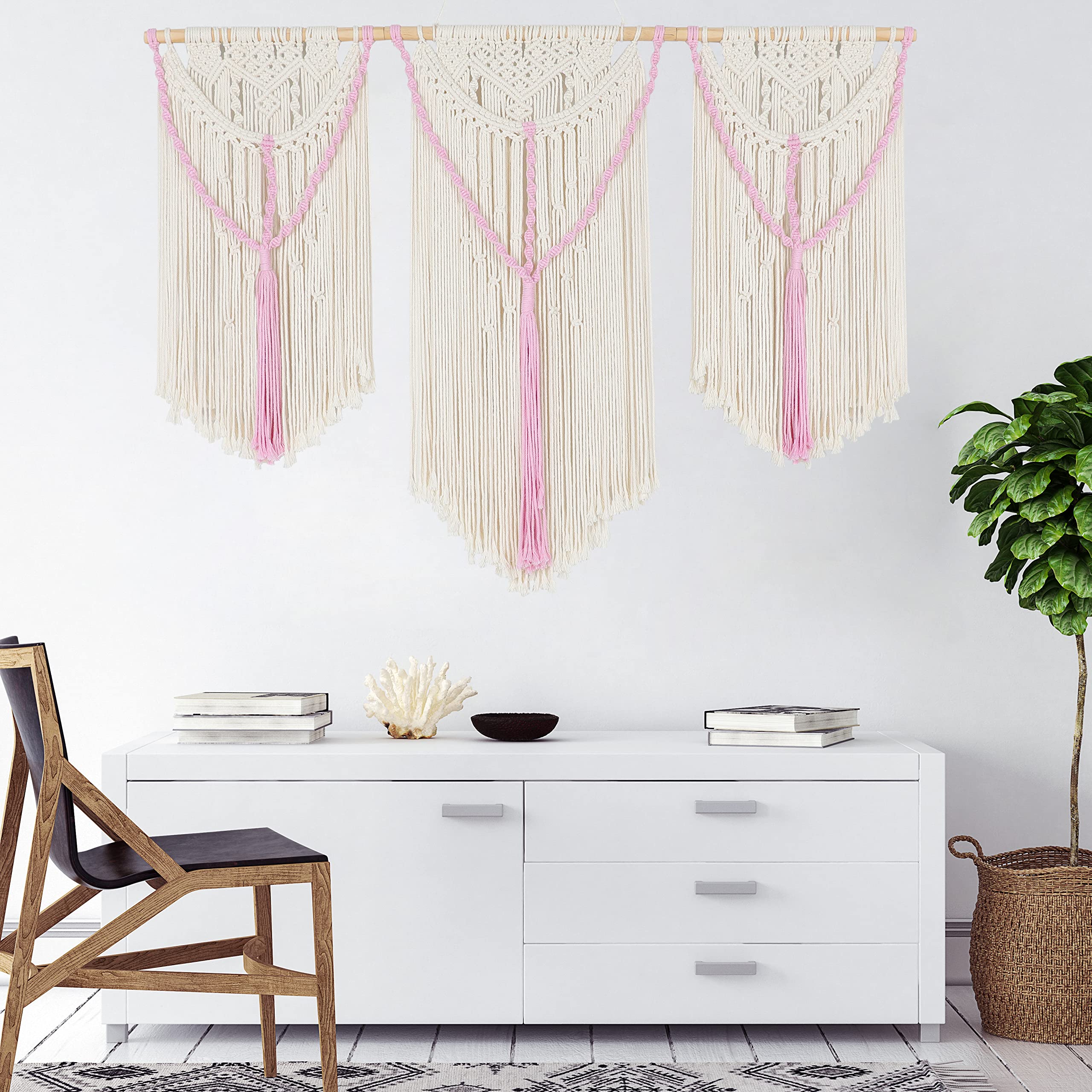 SEBKQ Large Macrame Wall Hanging Boho Handmade Tassel Woven Tapestry Nordic Style Wall Decor for Bedroom Living Room Gallery(43inÃ—30in)