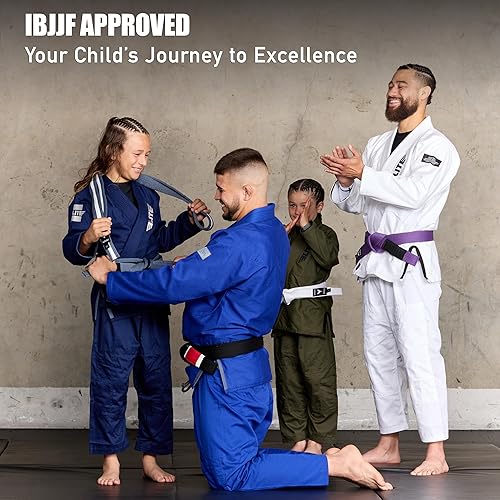Miniatura 6 de Elite Sports Kids BJJ GI - Kimono brasileño Jiujitsu Gi con tela preencogida y cinturón, para niños y jóvenes, aprobado por la IBJJF