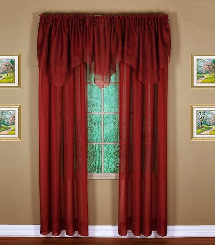 Miniatura 4 de Today's Curtain Emelia Original Voile Ascot 25 pulgadas, Borgoña, 40 pulgadas de ancho x 25 pulgadas de largo