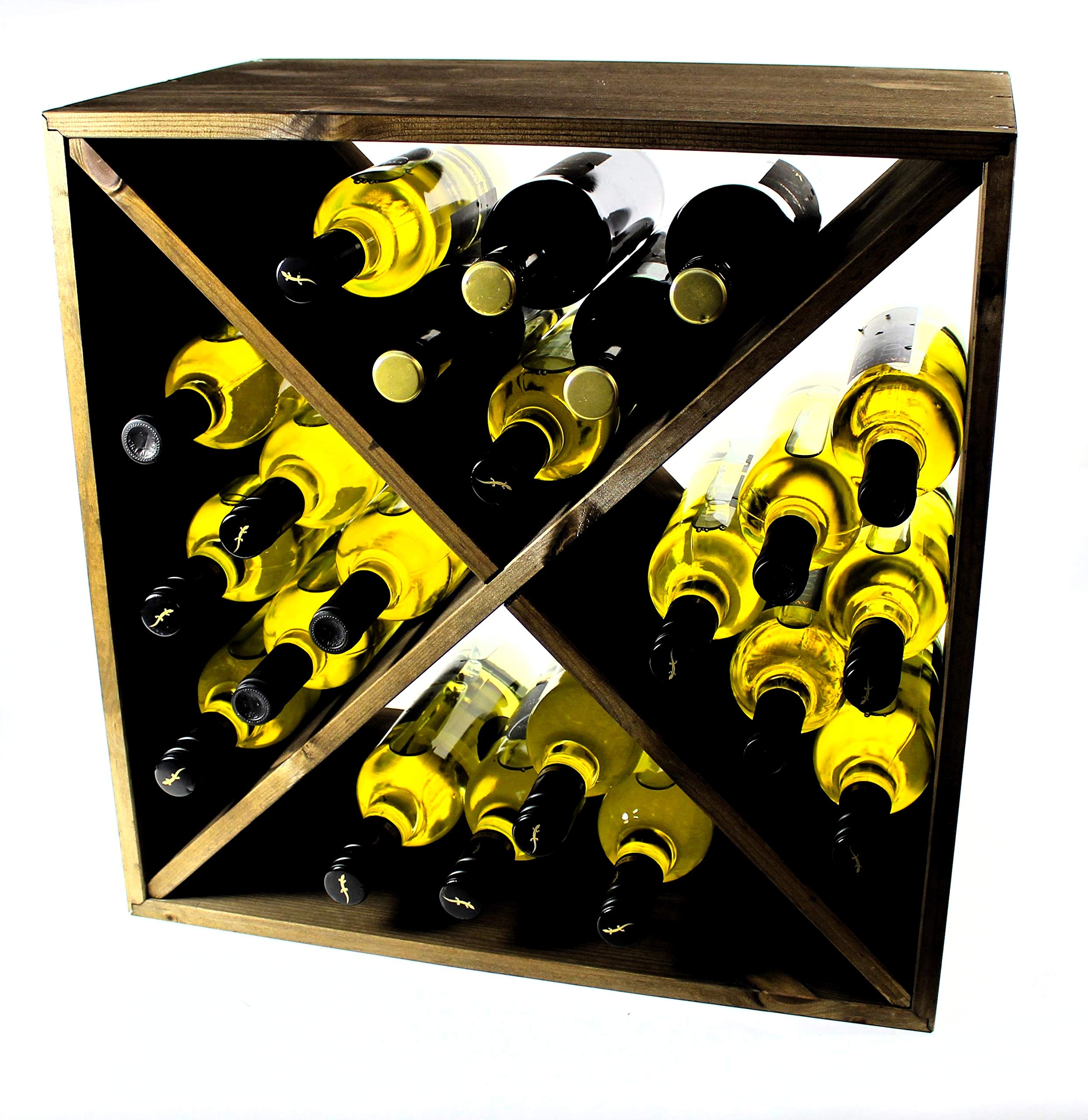 Cranville Wine Racks Brown Wine Rack Cube - Assembled - Dark Oak Stain