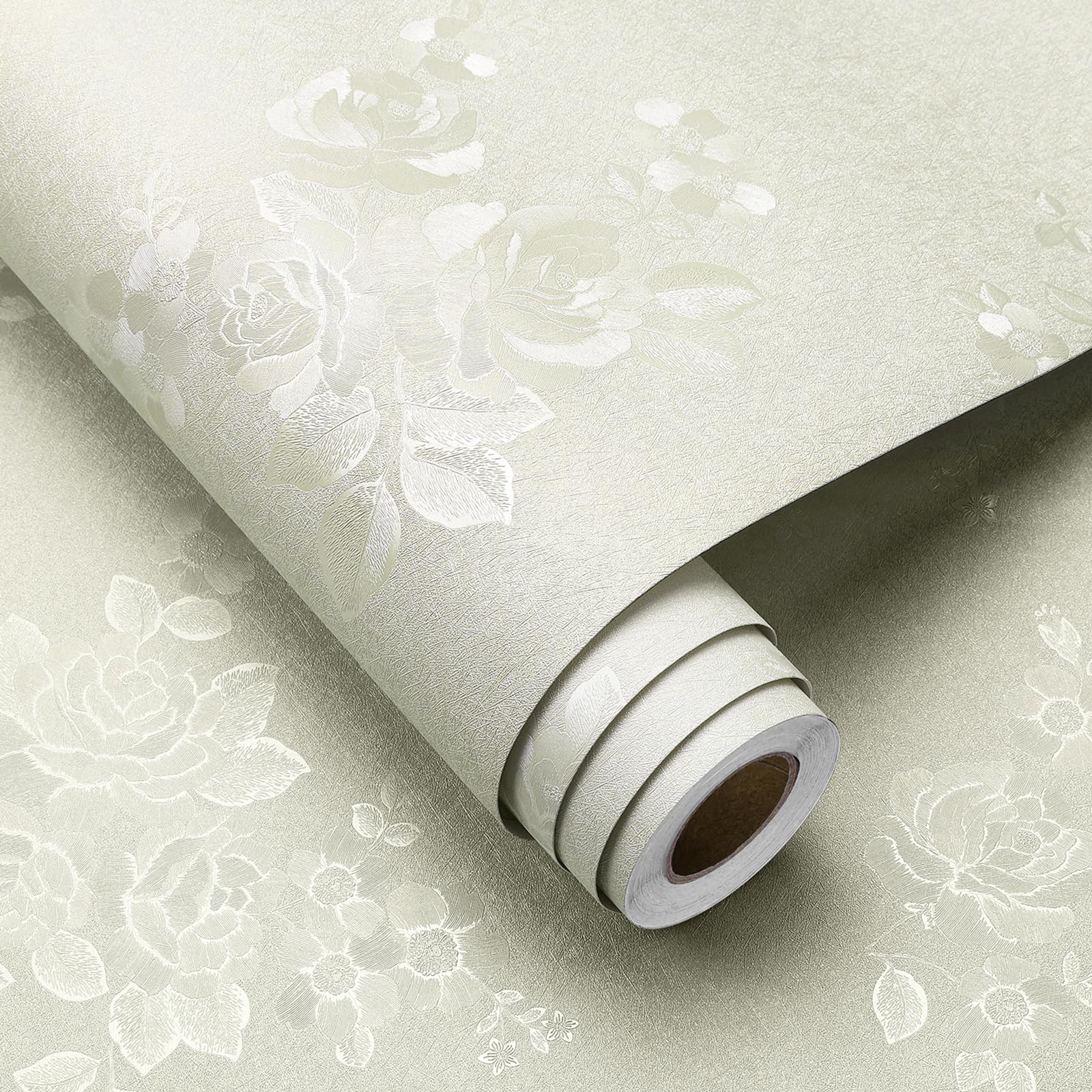 Papier peint floral repositionnable blanc FunStick rouleau adhésif meuble