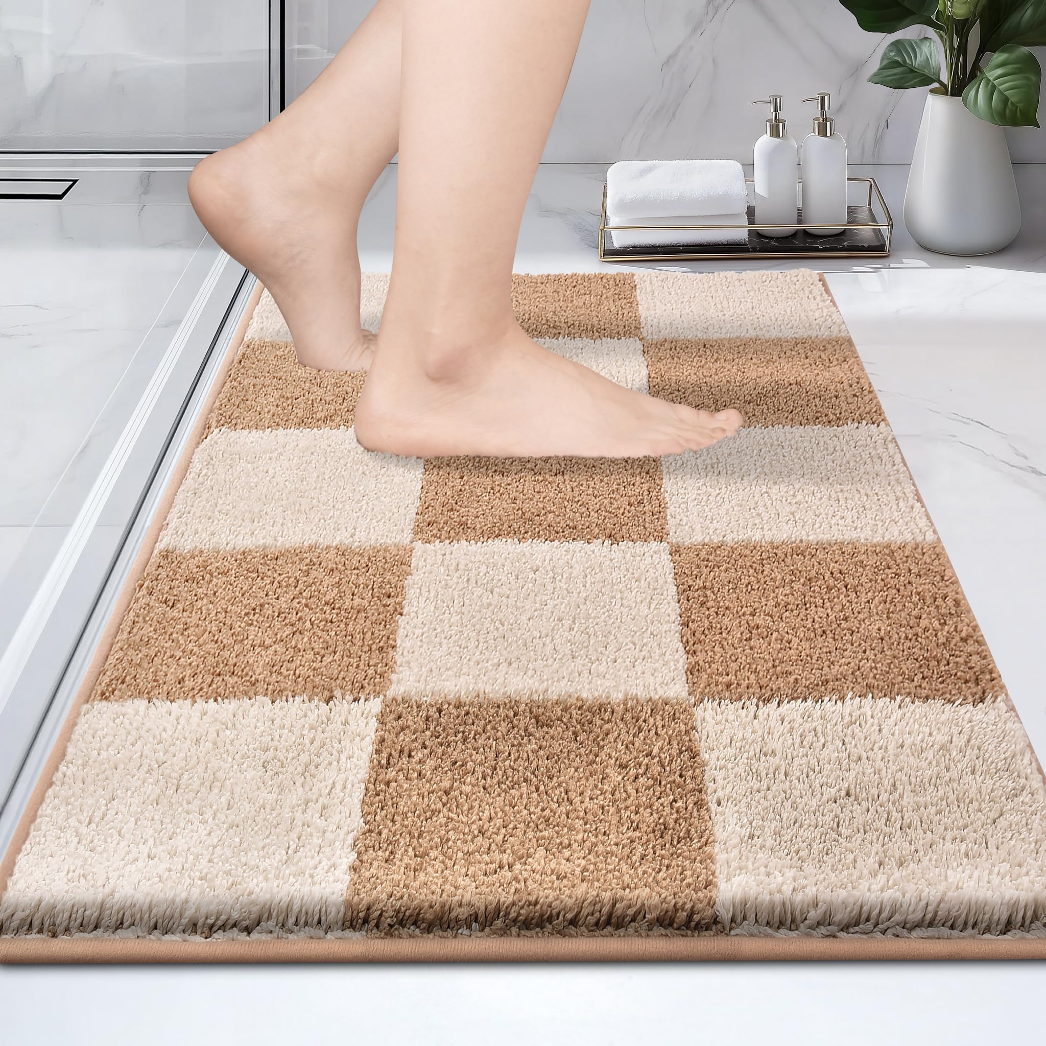PURRUGS Bathroom Rug Non-Slip Machine Washable 20" x 30", Super Absorbent and Quick-Dry Bath Mat, Extra Soft and Plush Bath Rug for Shower, Bathtub