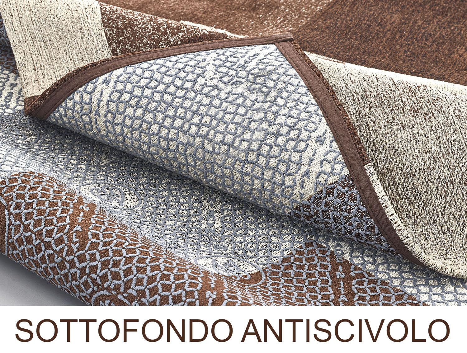 Confezioni Giuliana Tris - Alfombra para dormitorio, estilo moderno geométrico, color gris, fabricado en Italia