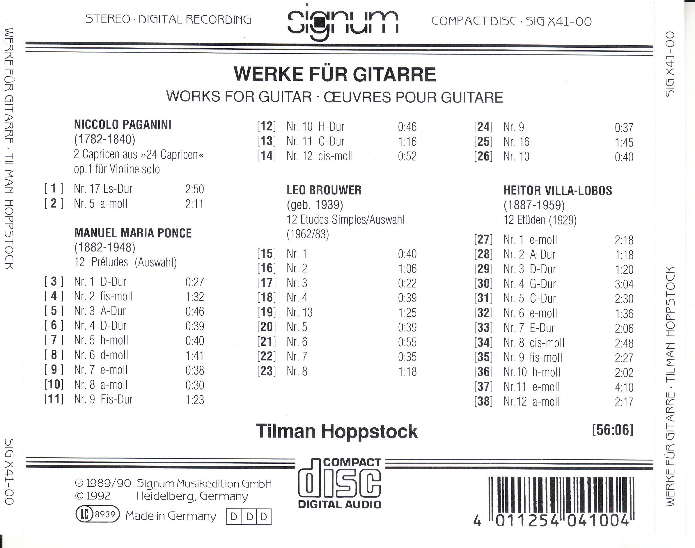 Werke für Gitarre