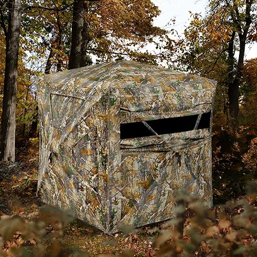 Miniatura 7 de TIDEWE Persiana de caza transparente de 270 con puerta magnética silenciosa y ventanas corredizas, persiana de suelo desplegable para 2-3 personas