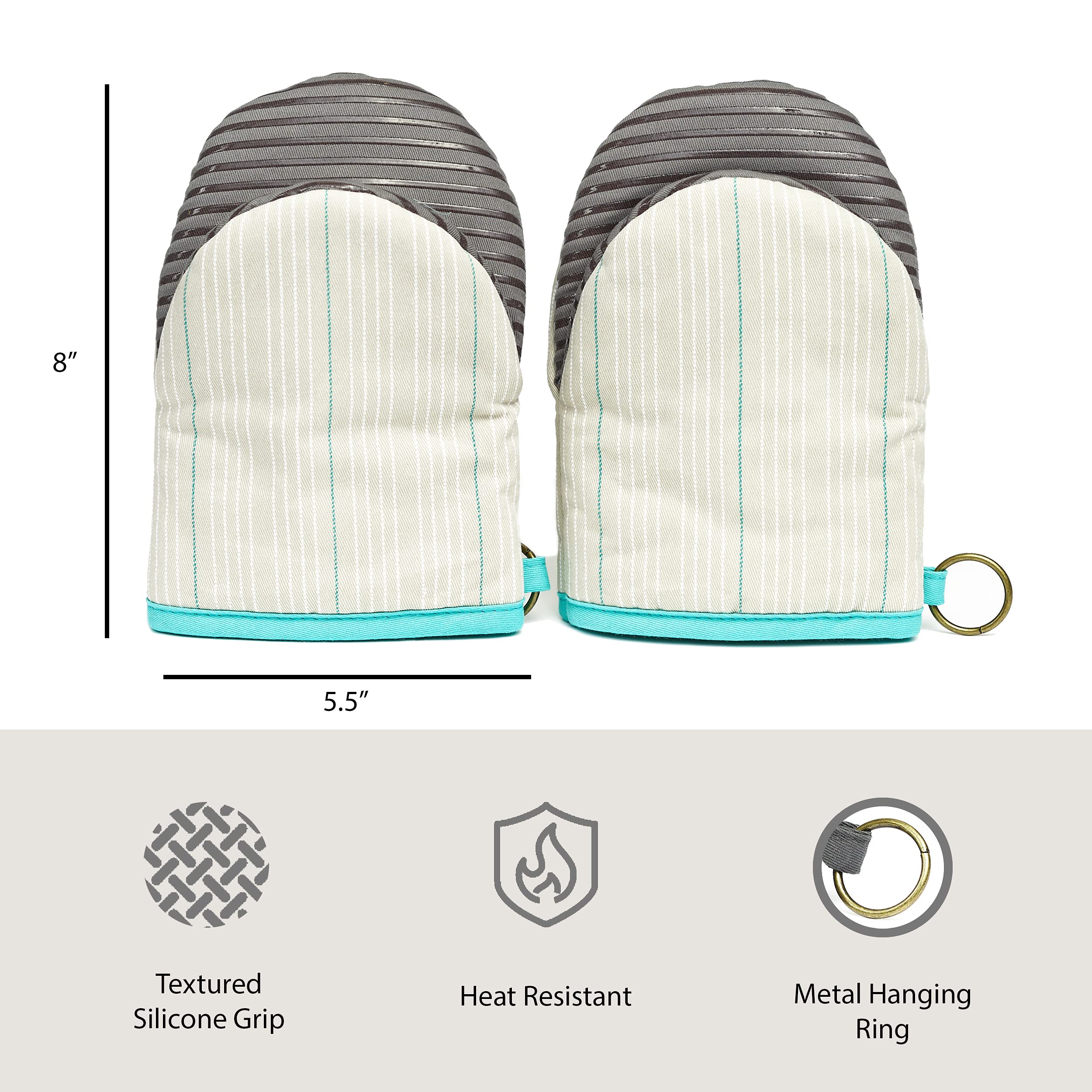 KitchenAid Asteroid Silicone Grip Aqua Mini Oven Mitt Set (2-Pack
