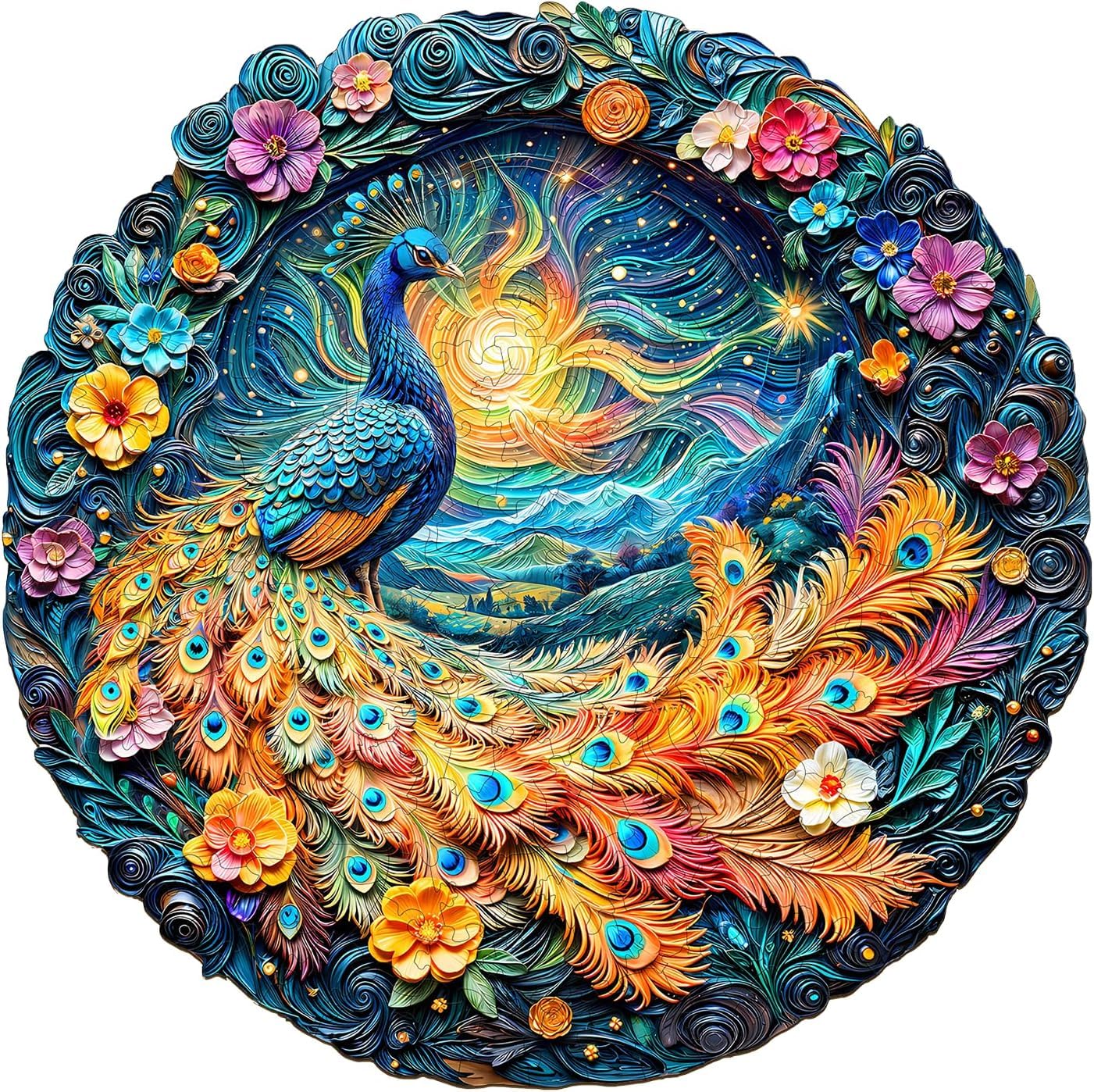 Peacock Acrylic Jigsaw Puzzles Suncatcher, 7.4 Inch Window Hanging Suncatcher Acrylic Puzzle, DIY Home Decor Art Gift