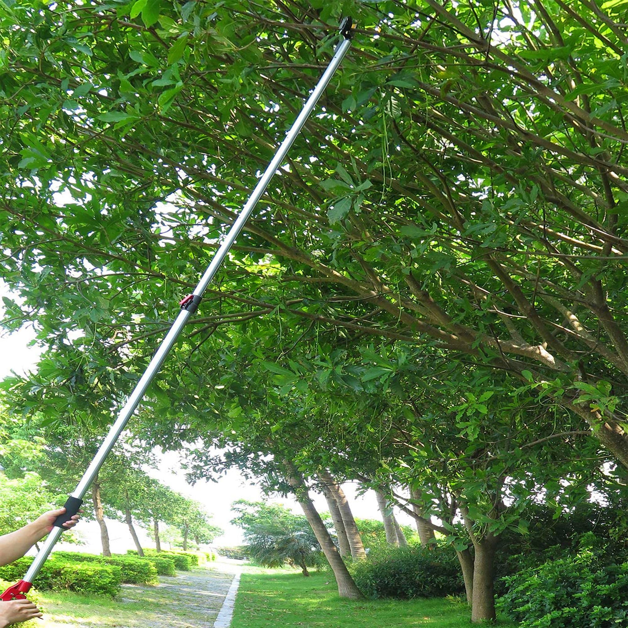 FISHTEC - Tijeras de jardín telescópicas extensibles de FISHTEC: de 1,37 a 2,2 m + sierra para el cuidado de árboles – tijeras para árboles – poda y corte de ramas – hoja de acero + yunque de agarre
