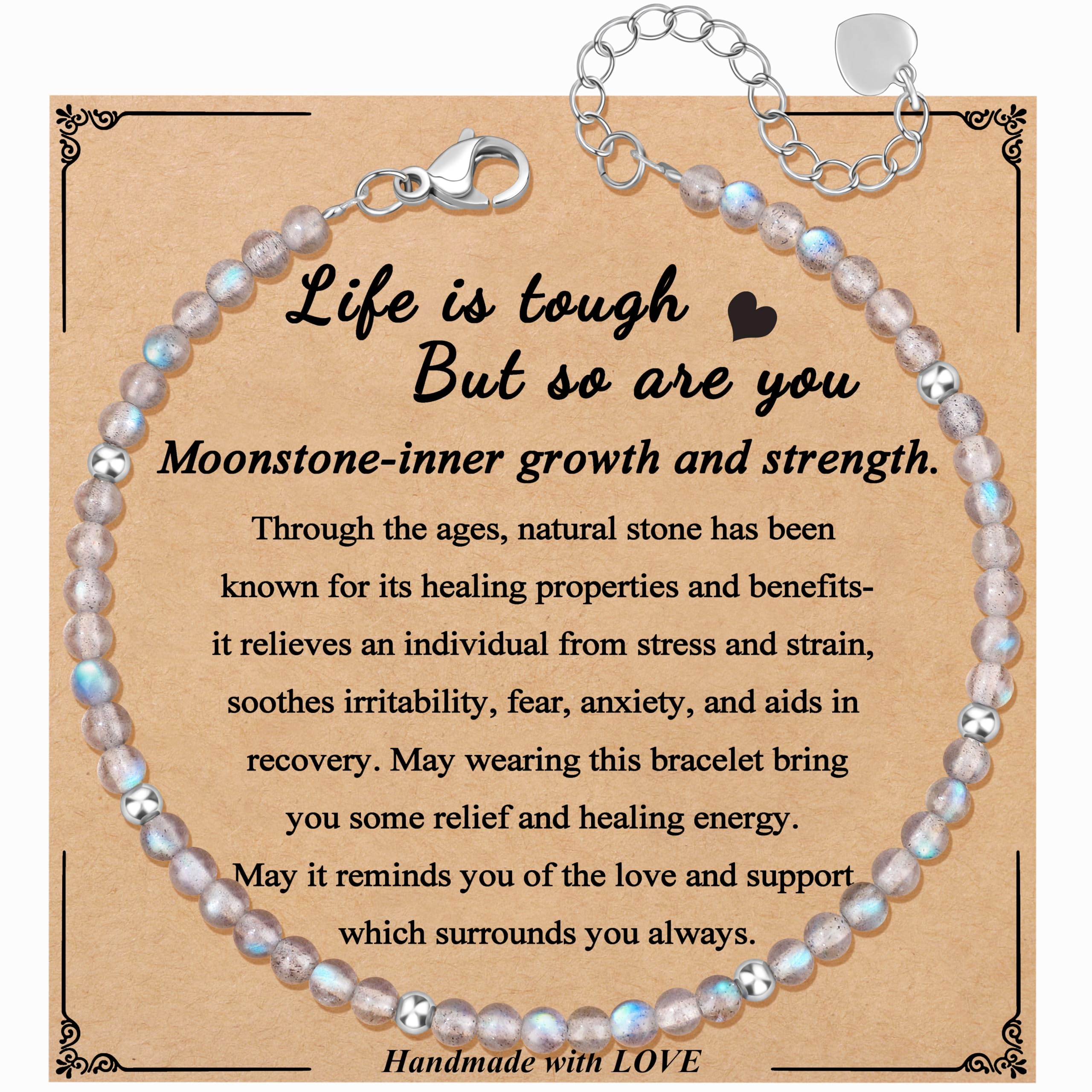 JoycuFF Unique Friendship Gift For Best Friend Birthday Best Friend Bracelet Coworker Christmas Gifts Moonstone Beaded Bracelets For