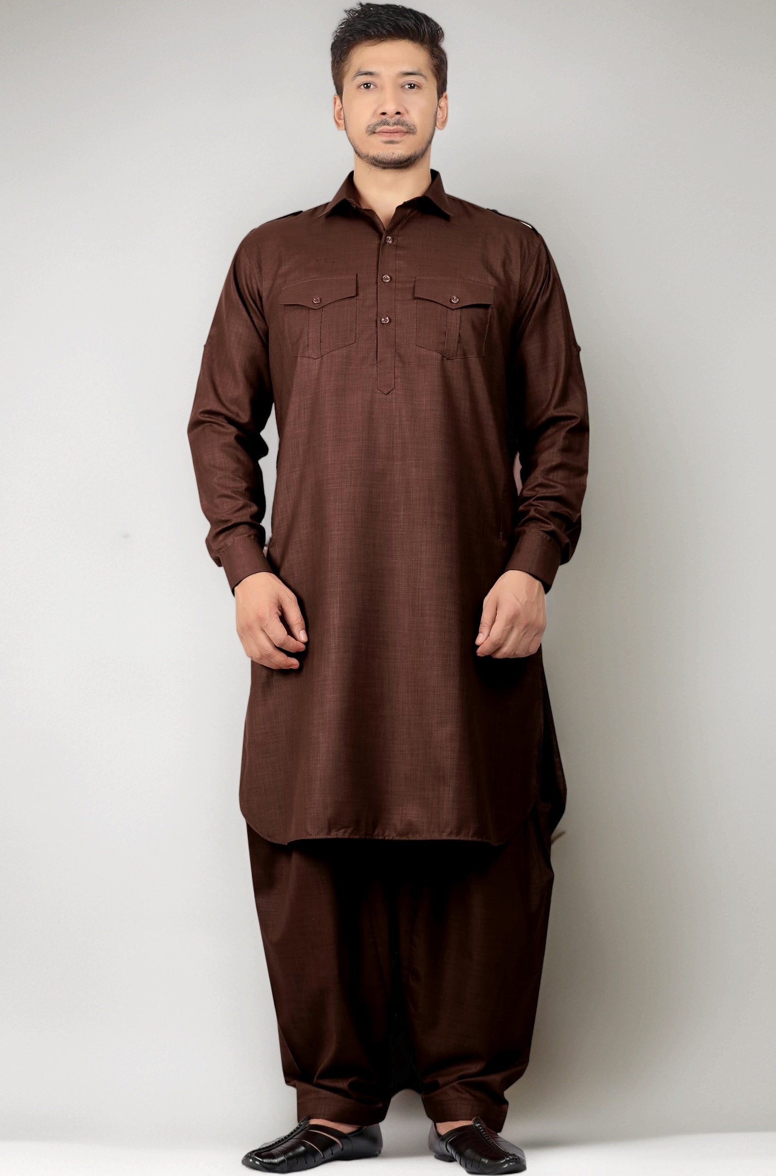 Men's Cotton Blend Pathani Kurta Pyjama Suit
