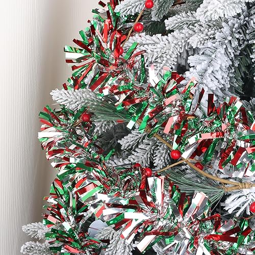 Miniatura 4 de CCINEE Guirnalda de oropel de Navidad de 32.8 pies, guirnalda metálica de oropel giratoria, decoración colgante brillante para suministros de