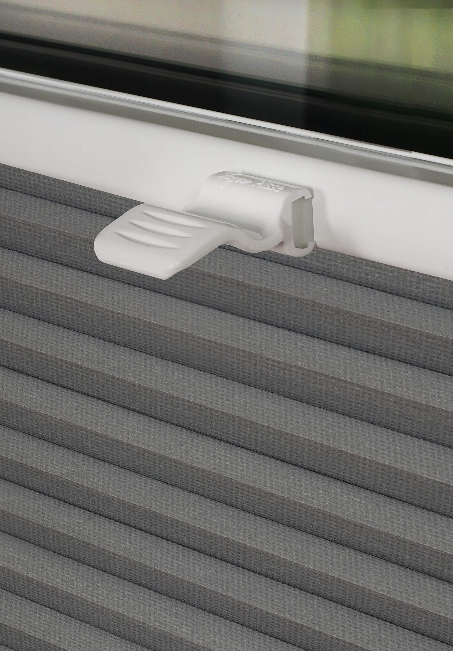 Waben-Plissee Thermo auf Maß für alle Fenster innen, ohne Bohren, Montage Klemmträger bis 27 mm, Sonnenschutz-Rollo lichtschutz und Verdunkelung Grau B: 30-40 cm, H: 101-150 cm