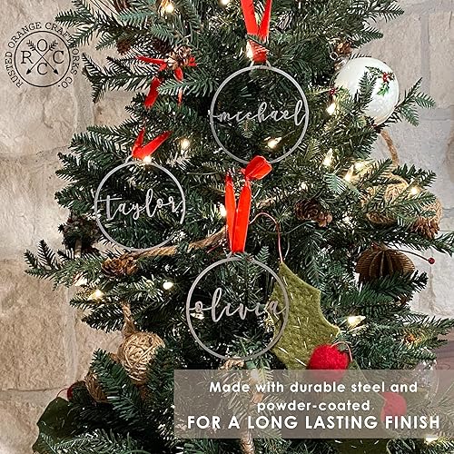Miniatura 2 de ROCC RUSTED ORANGE CRAFTWORKS CO. Minimalist Custom Ornaments (6 inch) - Customized Christmas Ornament Name Custom Ornament Metal Ornament Tree