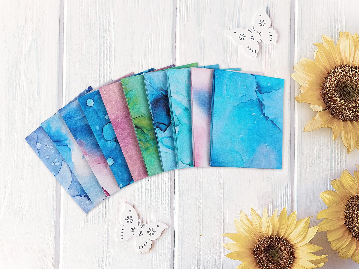 Craftido -25 Options- 100% Cotton Quilting Fabric Bundles 10pcs Fat Quarters 18”x21”-Medium Weight 5.2 oz- Soft Cotton for Quilting, Sewing Project, Patchwork, DIY Crafts - Rainbow Inks