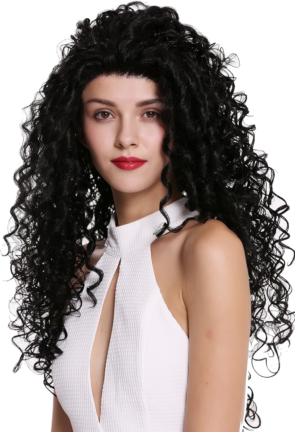 WIG ME UP - LL006-LF-1B Quality women's wig lace front bushy curls Brazil Latina black lady, Velvet black (1B), Länge: ca. 75 cm