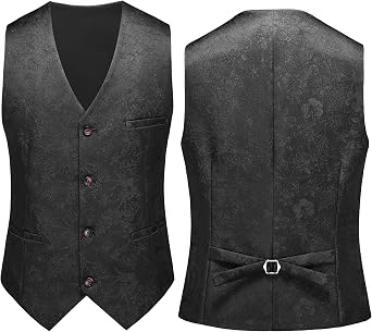 MOGU Mens 3 Piece Floral Print Dress Suit Slim Fit Jacquard Tuxedo Wedding Party Dinner