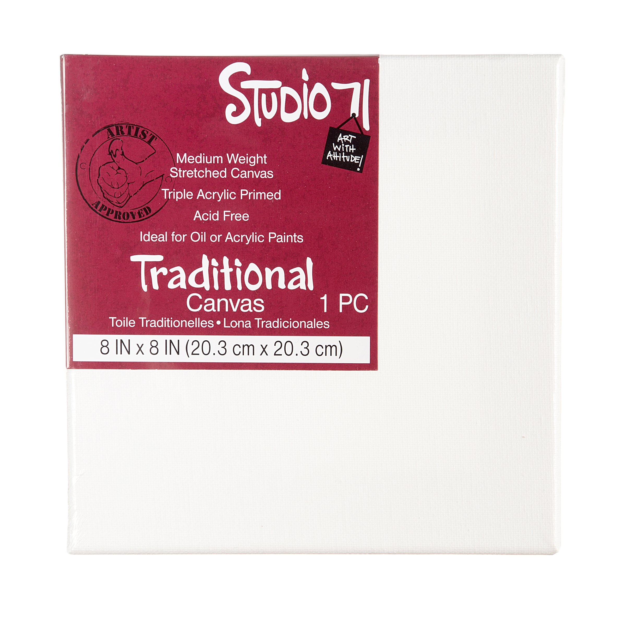Darice Studio 71, 8 8'', Lienzos en Blanco, Lona Tradicional Estirada, Peso Medio, imprimado