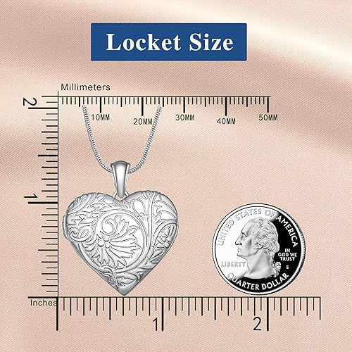 Miniatura 5 de Fanery sue Collar con medallón de corazón que sostiene imágenes, collares personalizados con fotos personalizadas, con imagen en el interior,