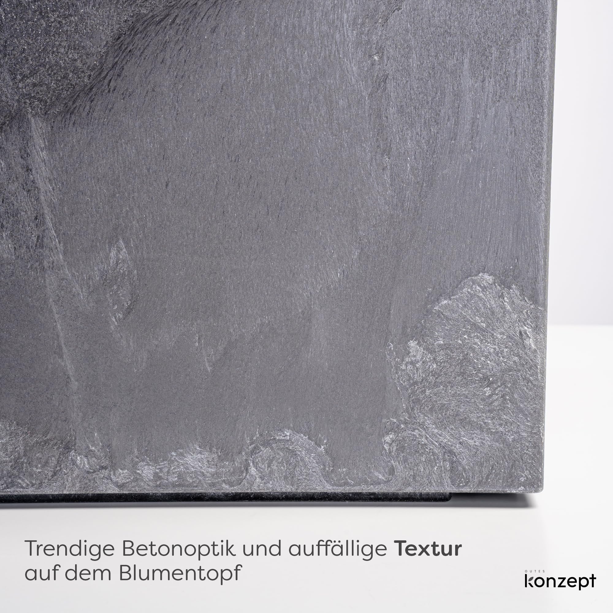 KONZEPT Blumenkübel mit Einsatz, XL 40x40x40 cm – UV-beständig & wetterfest, aus 100 % recyceltem Kunststoff – Pflanzkübel in grau Beton-Optik für Garten, Balkon & Terrasse