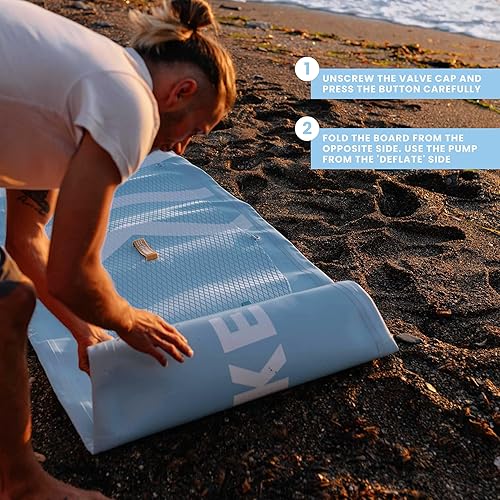 Miniatura 7 de HUIIKE Bomba manual de tabla de remo con bomba manual de doble acción de 15 PSI, bomba de mano estable para paddleboard, bomba de mano de