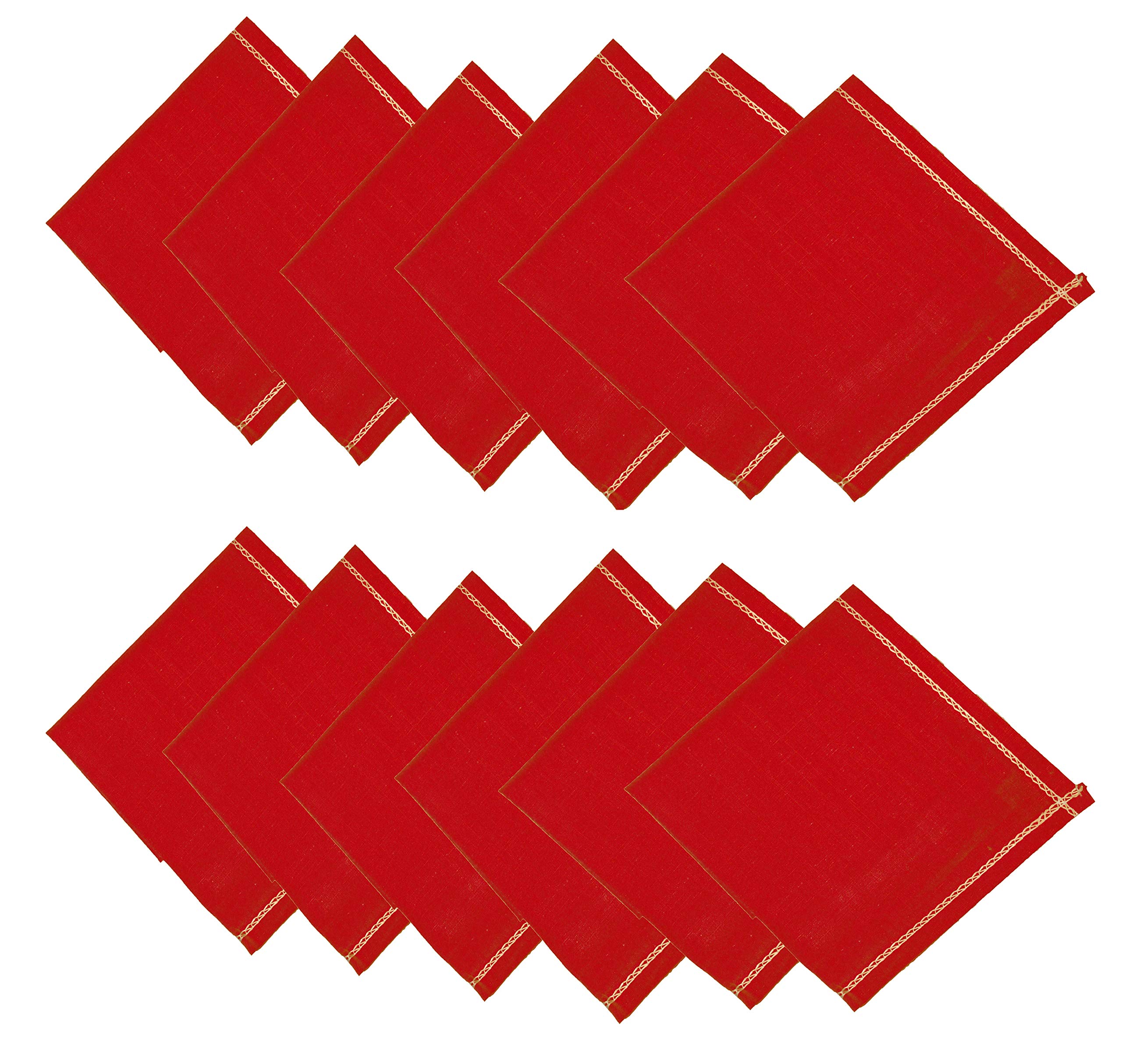 Men's Cotton Plain Red Handkerchief, Pack of 12-image-17