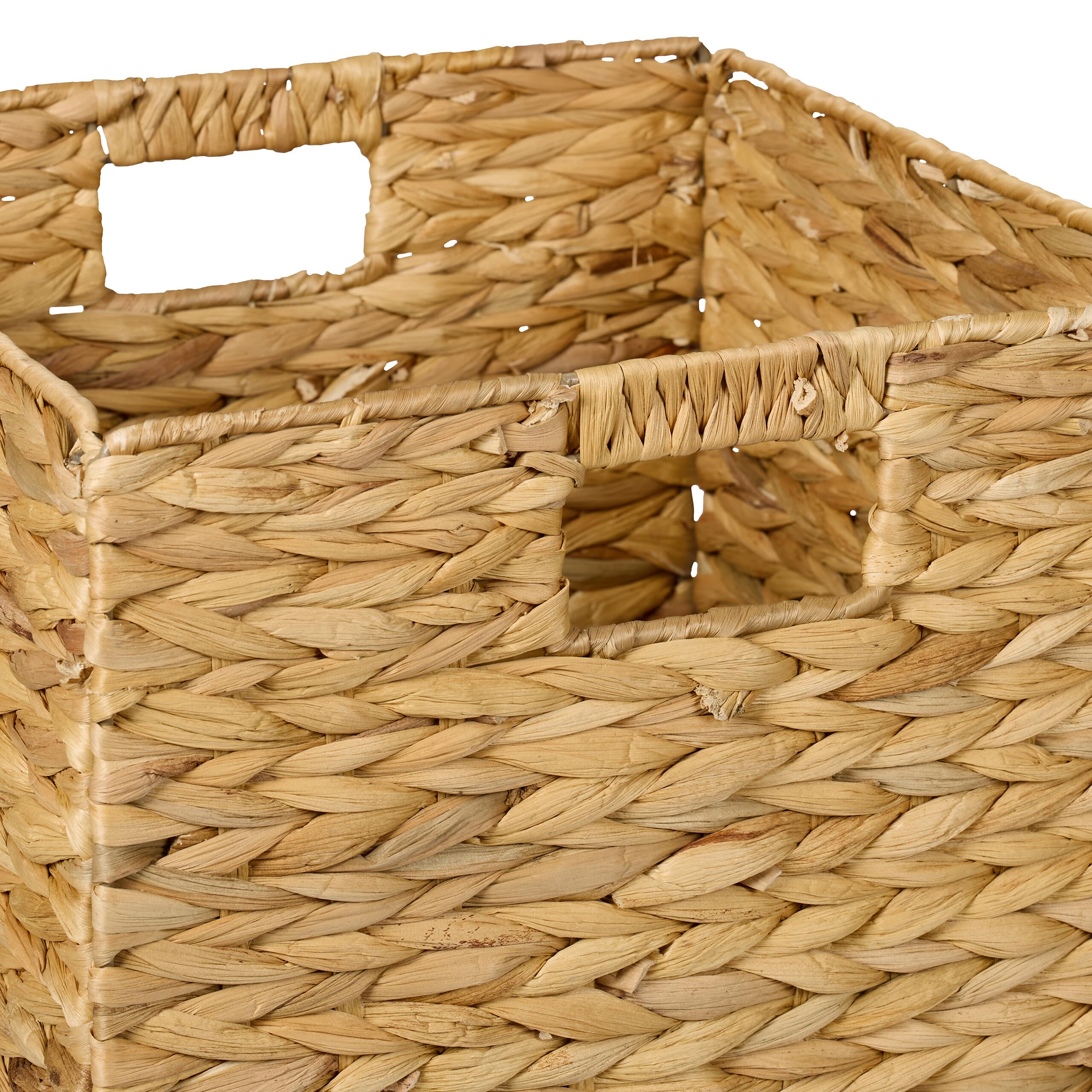 Relaxdays Set 4 Cesti Intrecciati Portaoggetti in Giacinto Acqua, HLP: 30x30x30cm, Scatola da Scaffale Cubo, Naturale