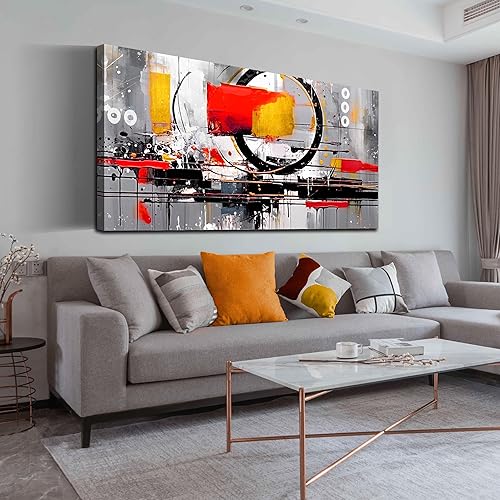 Obra de arte abstracto para decoración de pared, coloridas pinturas de sala de estar para decoración de pared, listas para colgar, tamaño 29 x 59