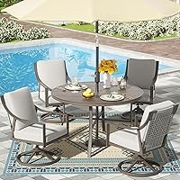 Natural Expressions 5-Piece Patio Dining Set: 4 Swivel Rocking Chairs & 38" Round Table with Umbrella Hole