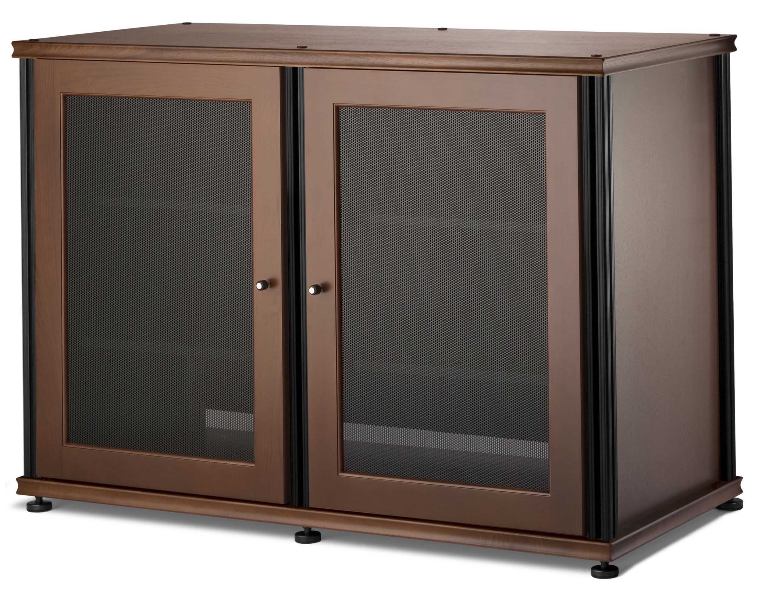 Assembled Salamander Synergy 323 A/V Cabinet in Walnut/Black