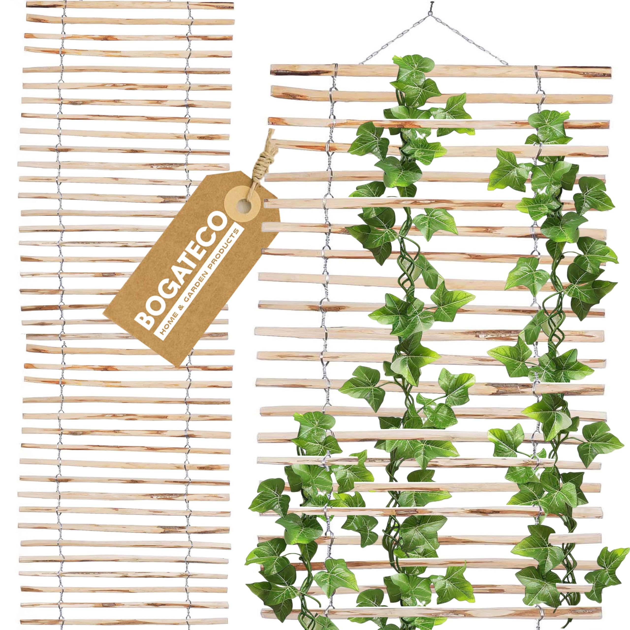 BOGATECO Rankgitter aus Haselnuss für Kletterpflanzen | 100 x 200 cm | 2 Größen zur Wahl | Holz Rankhilfe Perfekt für den Garten, Balkon und Terrasse | Rankgitter Sichtschutz