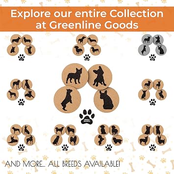 Greenline Goods French Bulldog Coasters - Set of 4 Dog Coasters with Protective Bottom - Frenchie Gift Idea