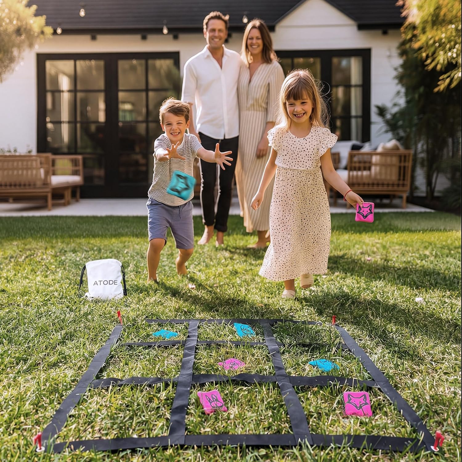 Giant Tic Tac Toe – 4 ft Outdoor Bean Bag Toss Game for Kids & Adults | Instant Setup, No Assembly | Forest Edition Animal Teams | Backyard, Beach, Camping - Image 2