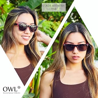 OWL Womens and Mens Sunglasses Stylish Fashion Two-Tone Frame with Smoke Lens