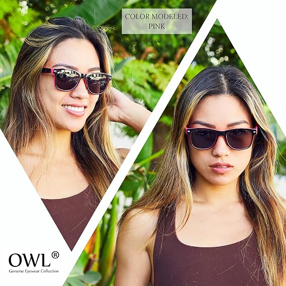 OWL Womens and Mens Sunglasses Stylish Fashion Two-Tone Frame with Smoke Lens