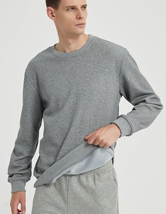 NORDIC OUTLAND Men's Sweatshirt Soft Fleece Lined Jumper, Long Sleeve Classic Warm Pullover Basic Top