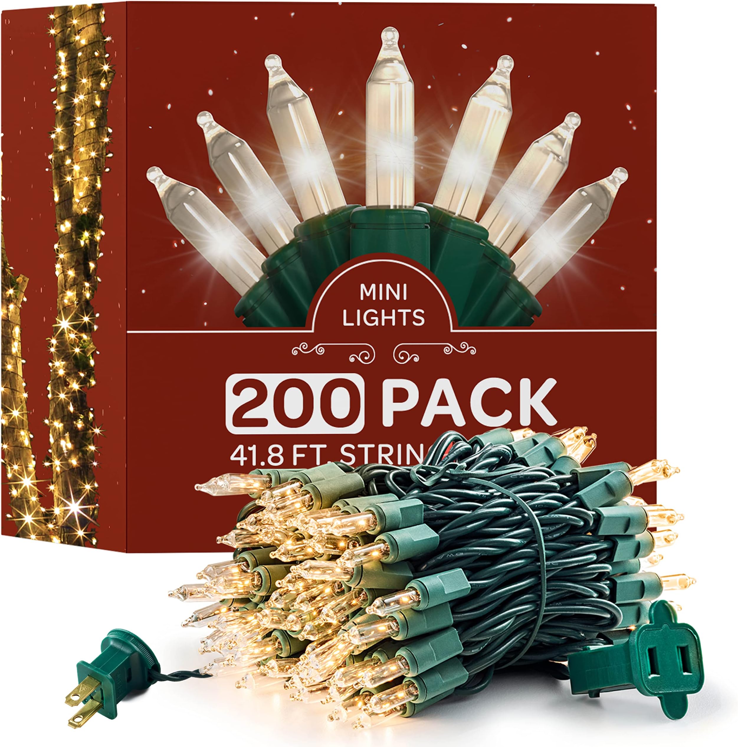 Amazon.com: Christmas Lights [Set of 200] Warm white Christmas Lights ...