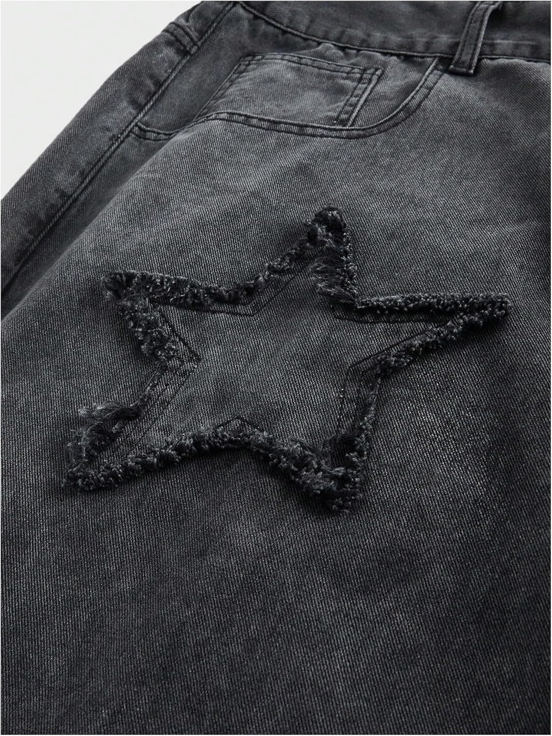 Men's Big and Tall Star Print Baggy Jeans Y2k Low Rise Straight Leg Denim Pants with Pockets